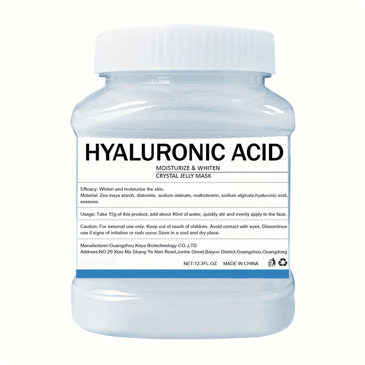 Masque gélifié à l'acide hyaluronique